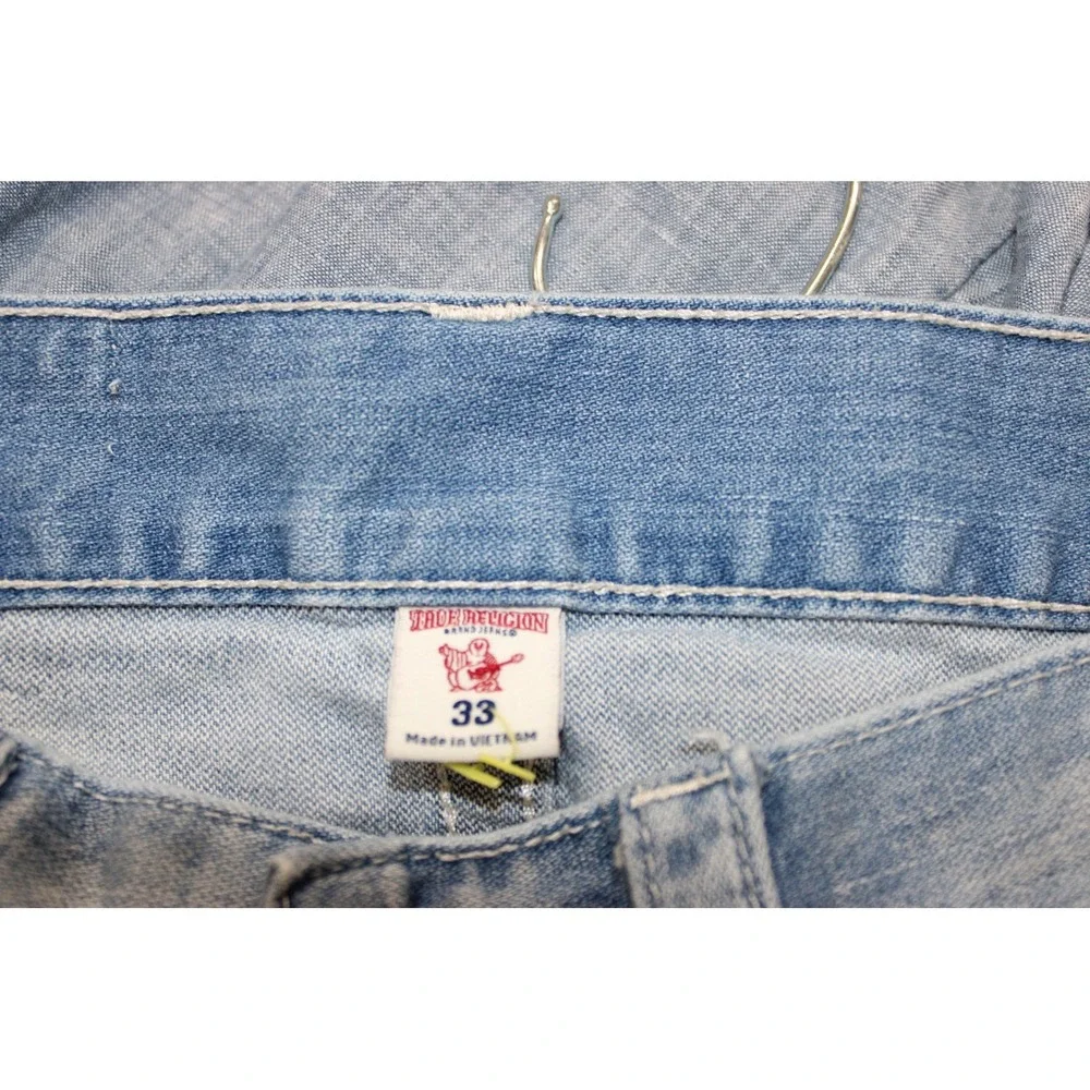 True Religion Straight Leg‎ Jeans Men 33 Light Blue Horseshoe Stitch Y2K